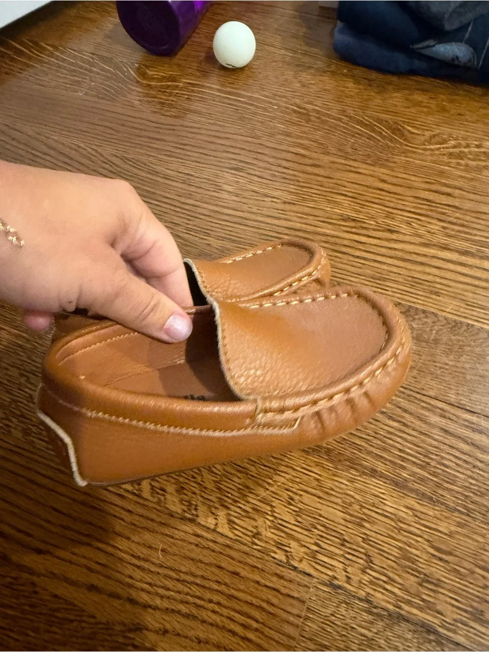 Kids Tan Slip-On Moccasins
